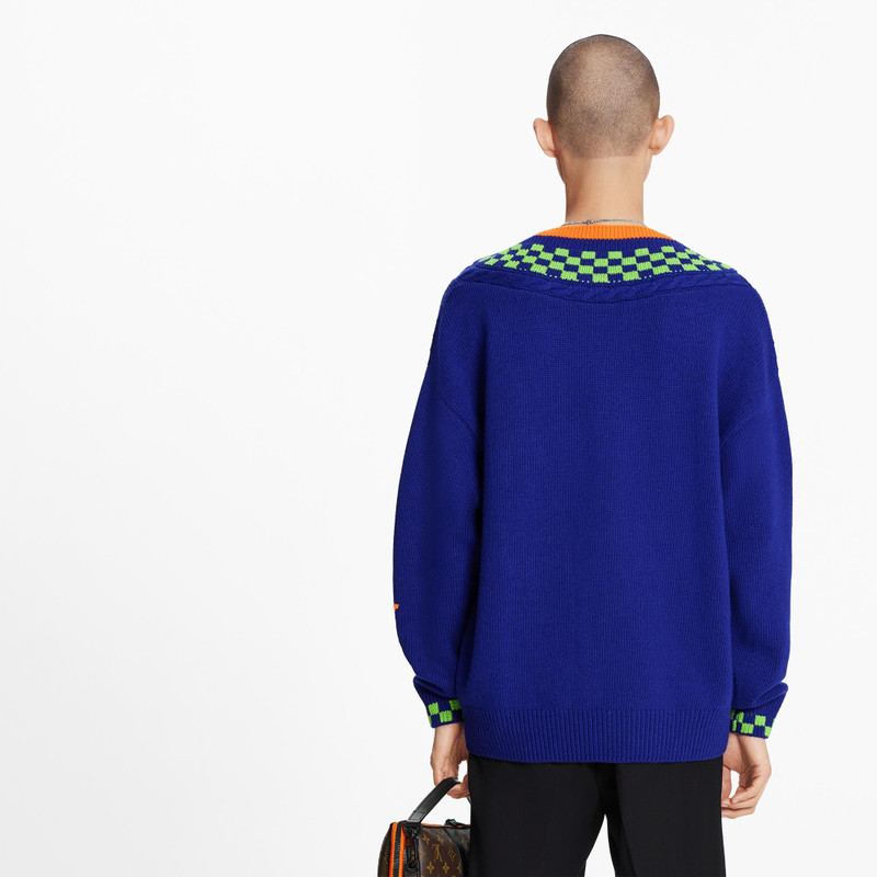 Damier Jacquard V-Neck 4