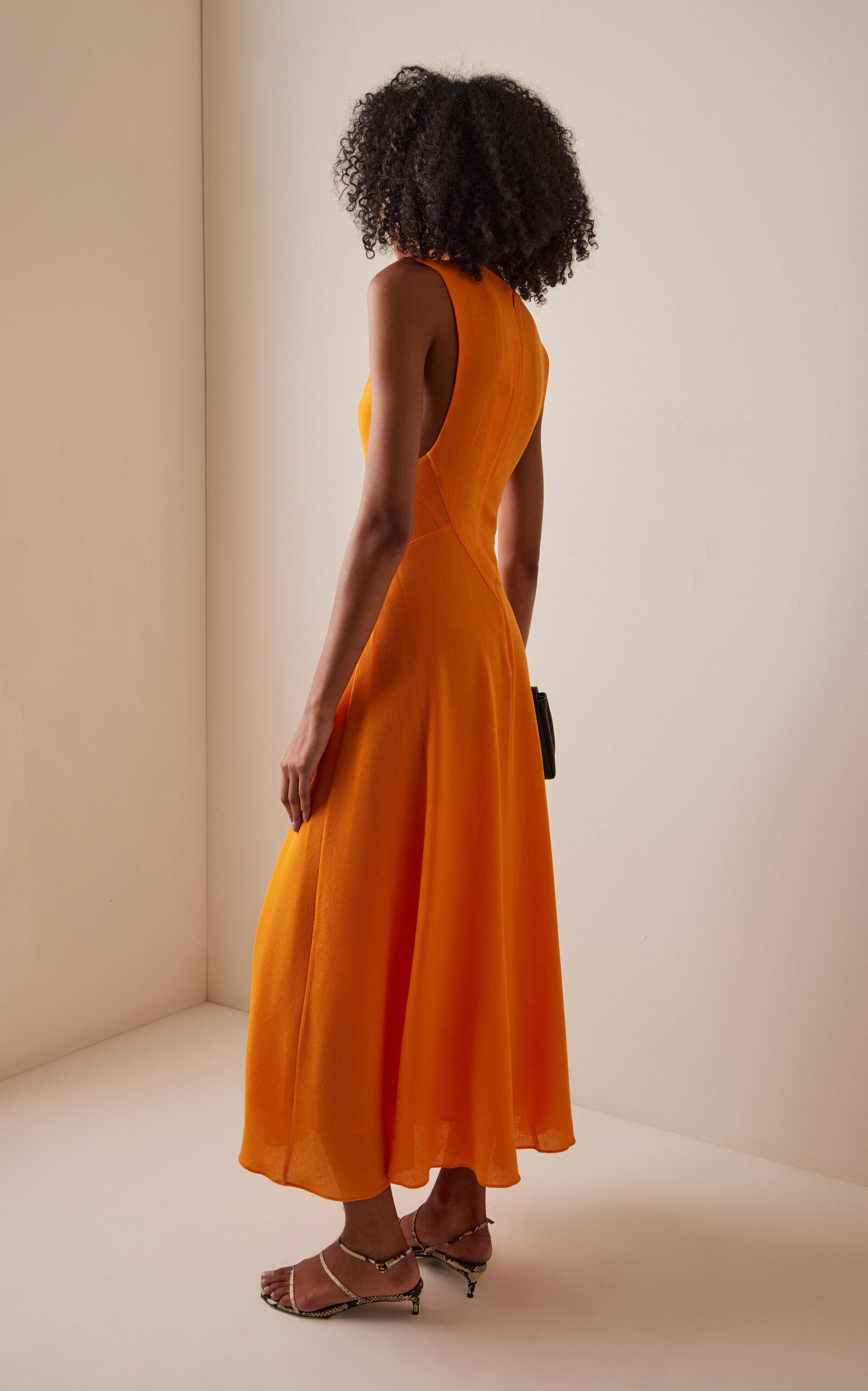 Ambre Wool Crepe Maxi Dress orange - 4