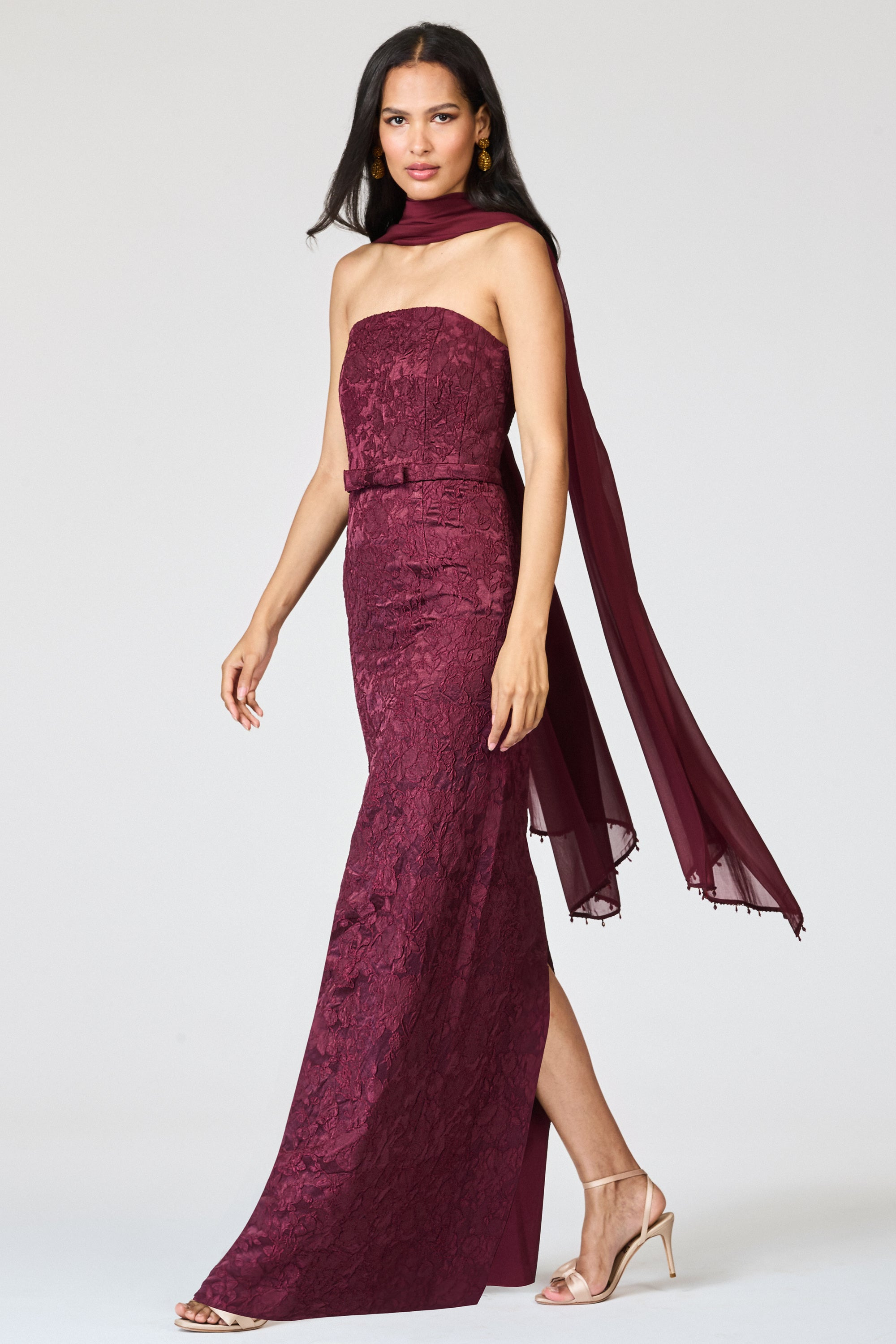 EMBELLISHED EMMY SCARF - BORDEAUX - 3