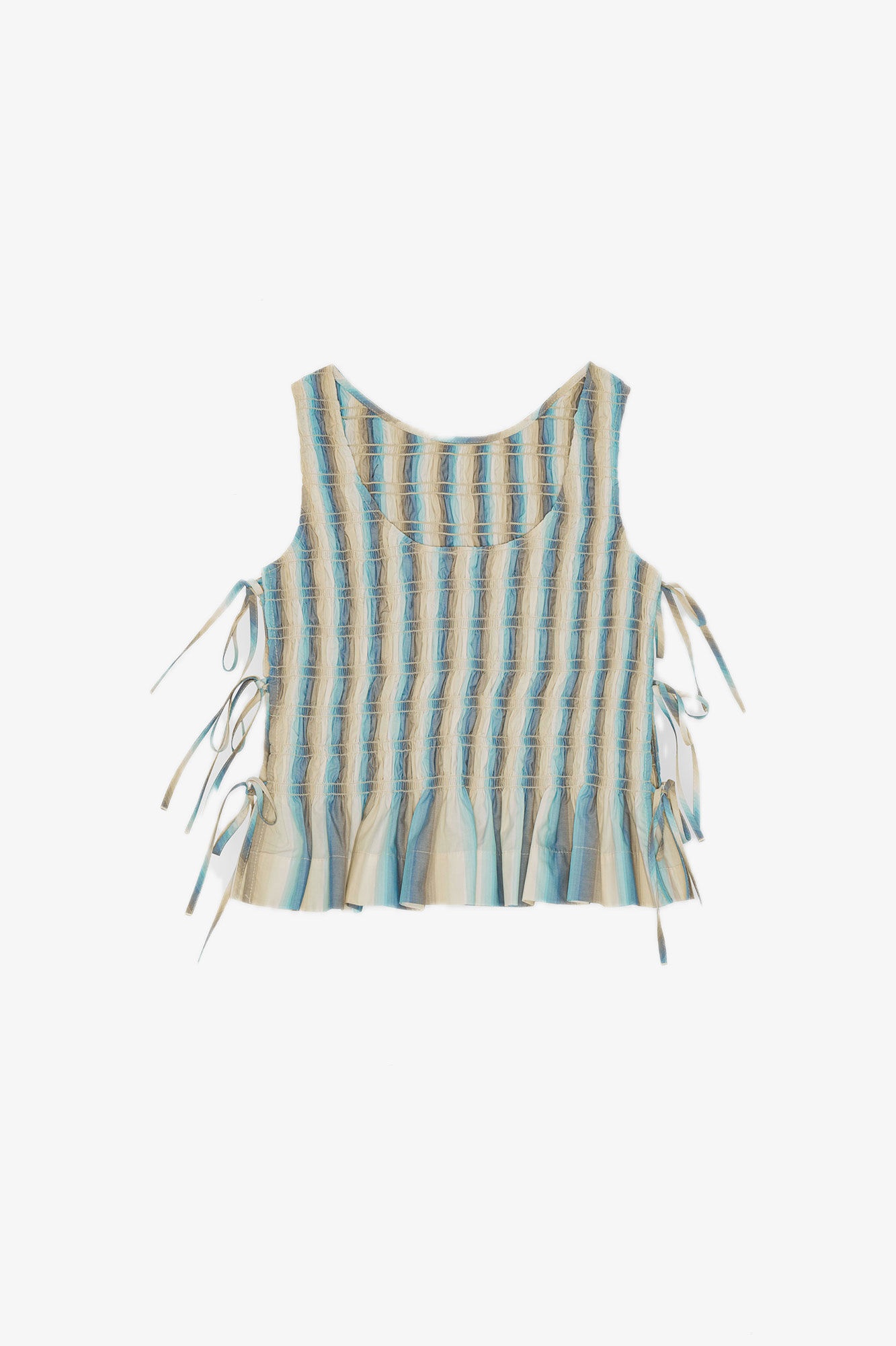 OMBRE STRIPED COTTON SMOCK TIE TOP - 6