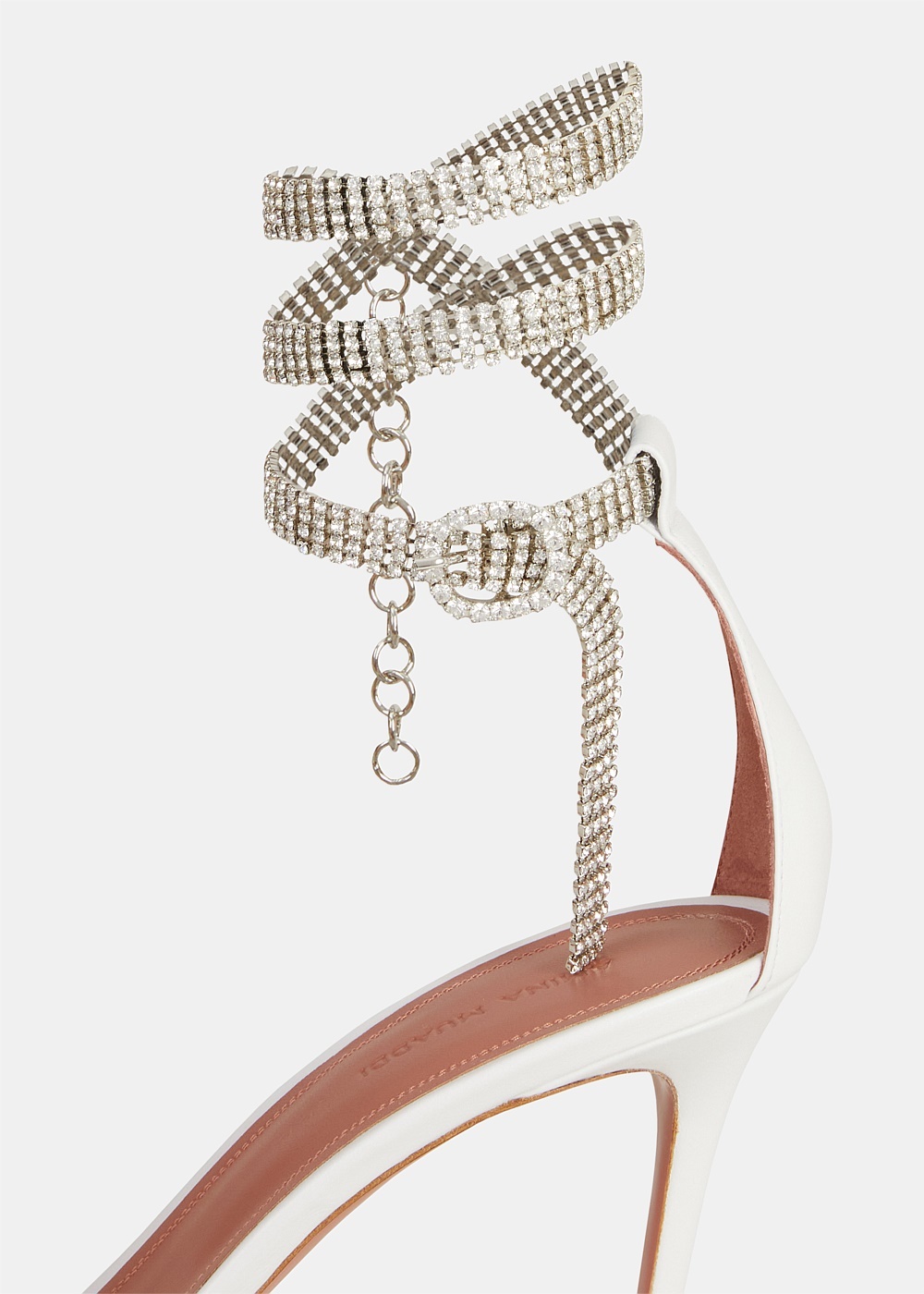 White Nappa Giorgia Crystal Heels - 4