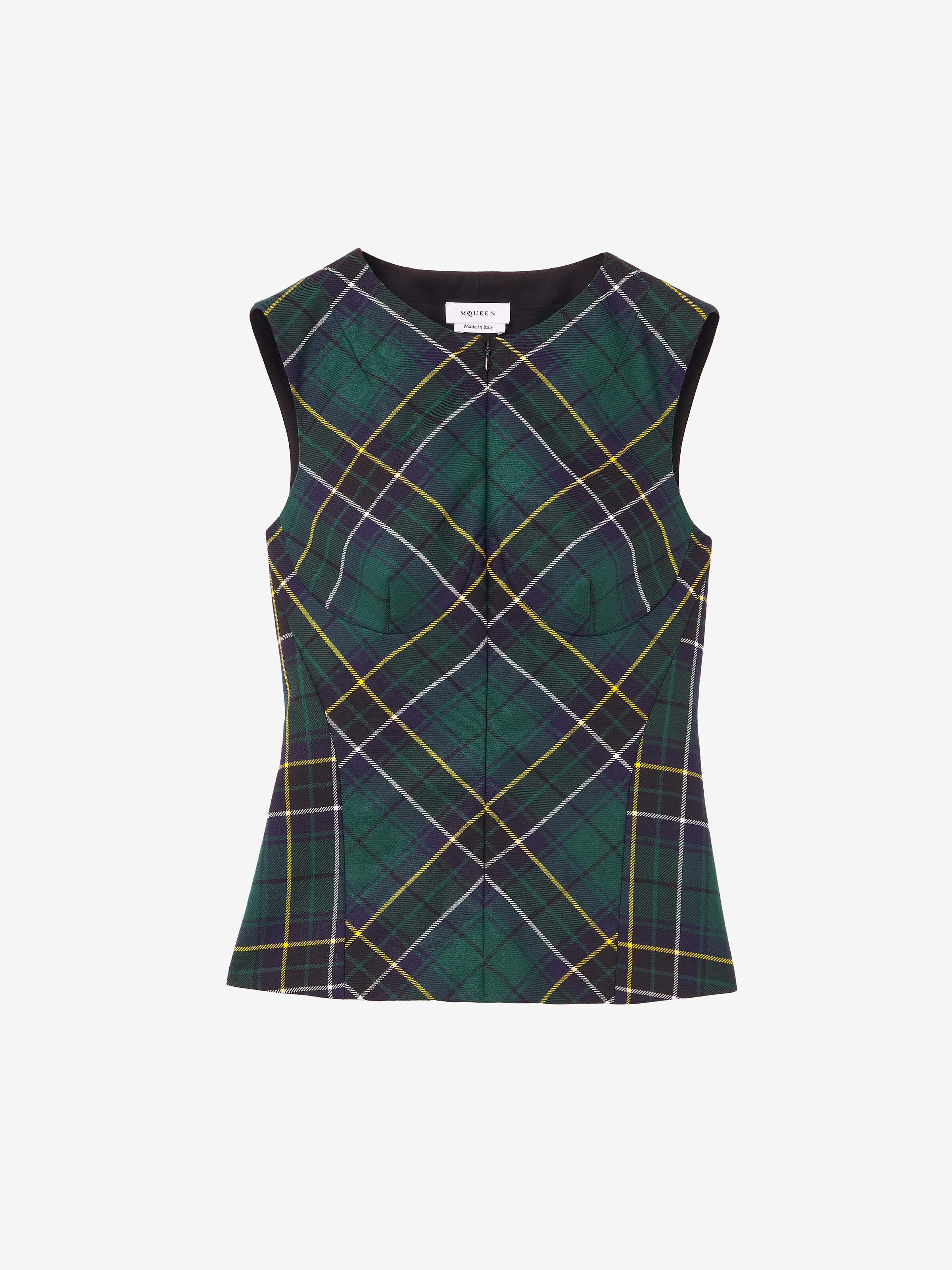 Sleeveless Wool Tartan Top - 1