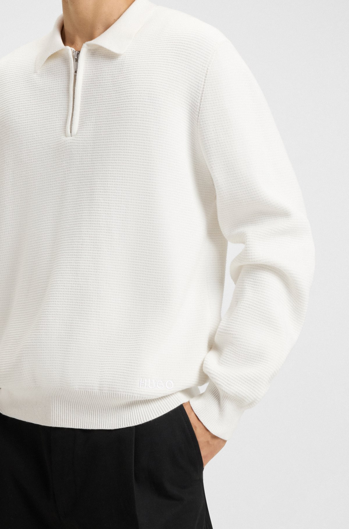 ZIP-NECK KNIT POLO IN INTERLOCK COTTON - 3