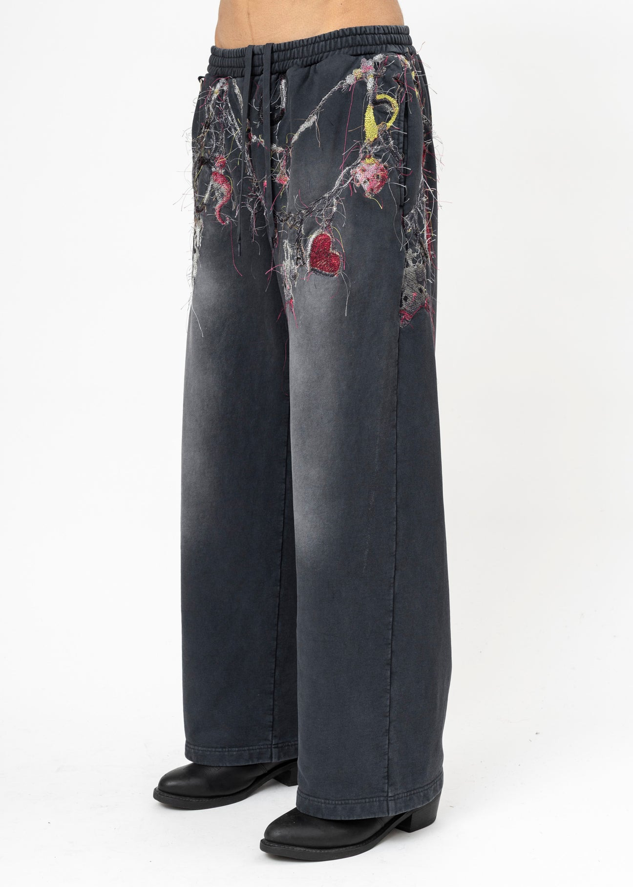 BLACK DOUBLET EMBROIDERED CHAIN ZIP-UP SWEATPANTS - 2
