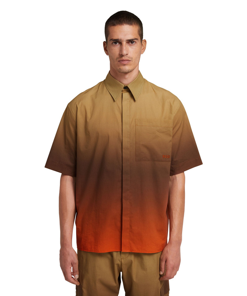 MSGM Short sleeve poplin shirt with faded print outlook