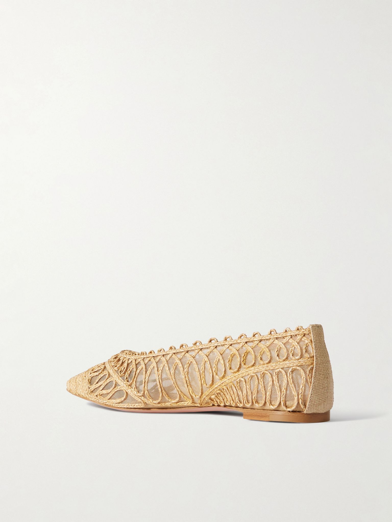 Kahlo raffia and mesh ballet flats Sand - 3