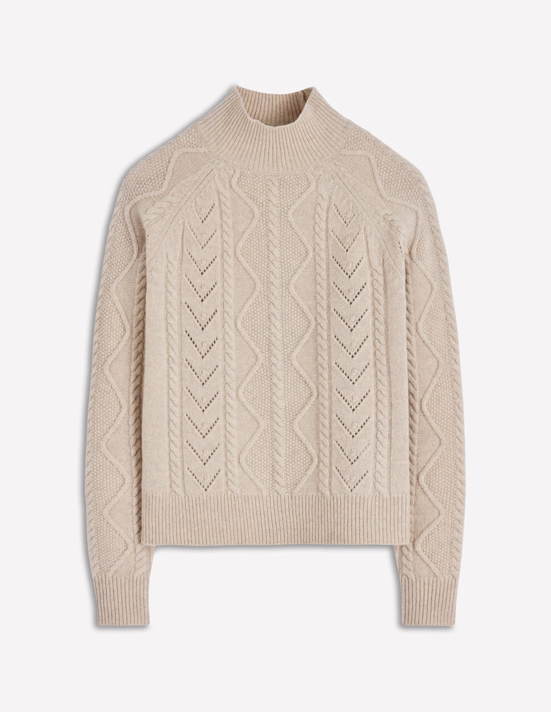Marion Merino Rib Neck Sweater-Barley Cable 8
