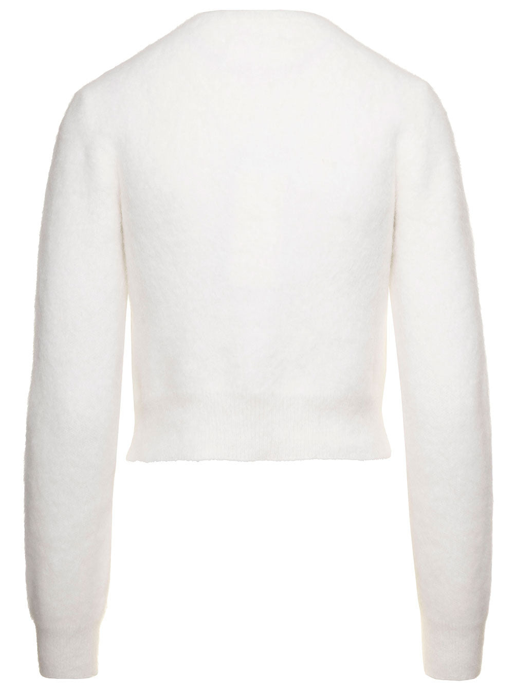 Maison Margiela Women White Cropped Cardigan In Angora Woman - 2