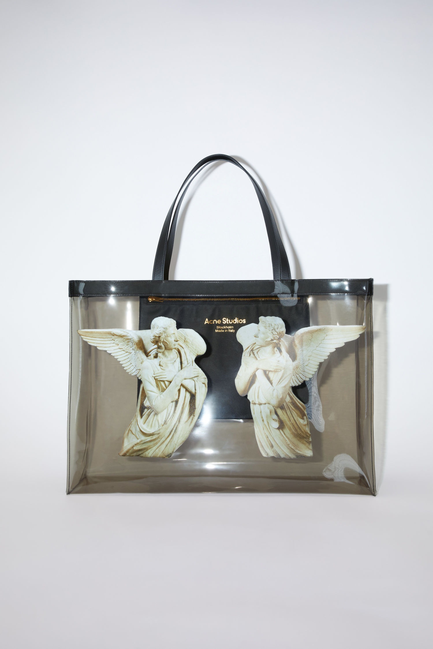 Clear print tote bag - Black - 1