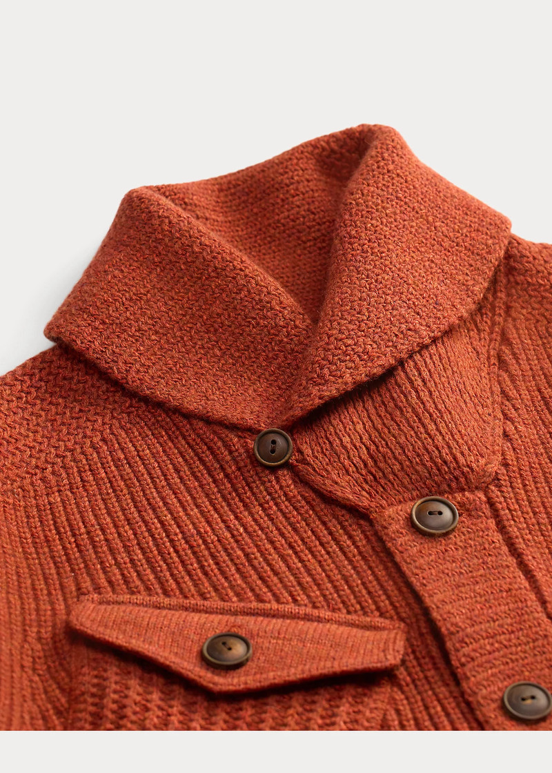 Wool-Cotton Shawl-Collar Cardigan 4