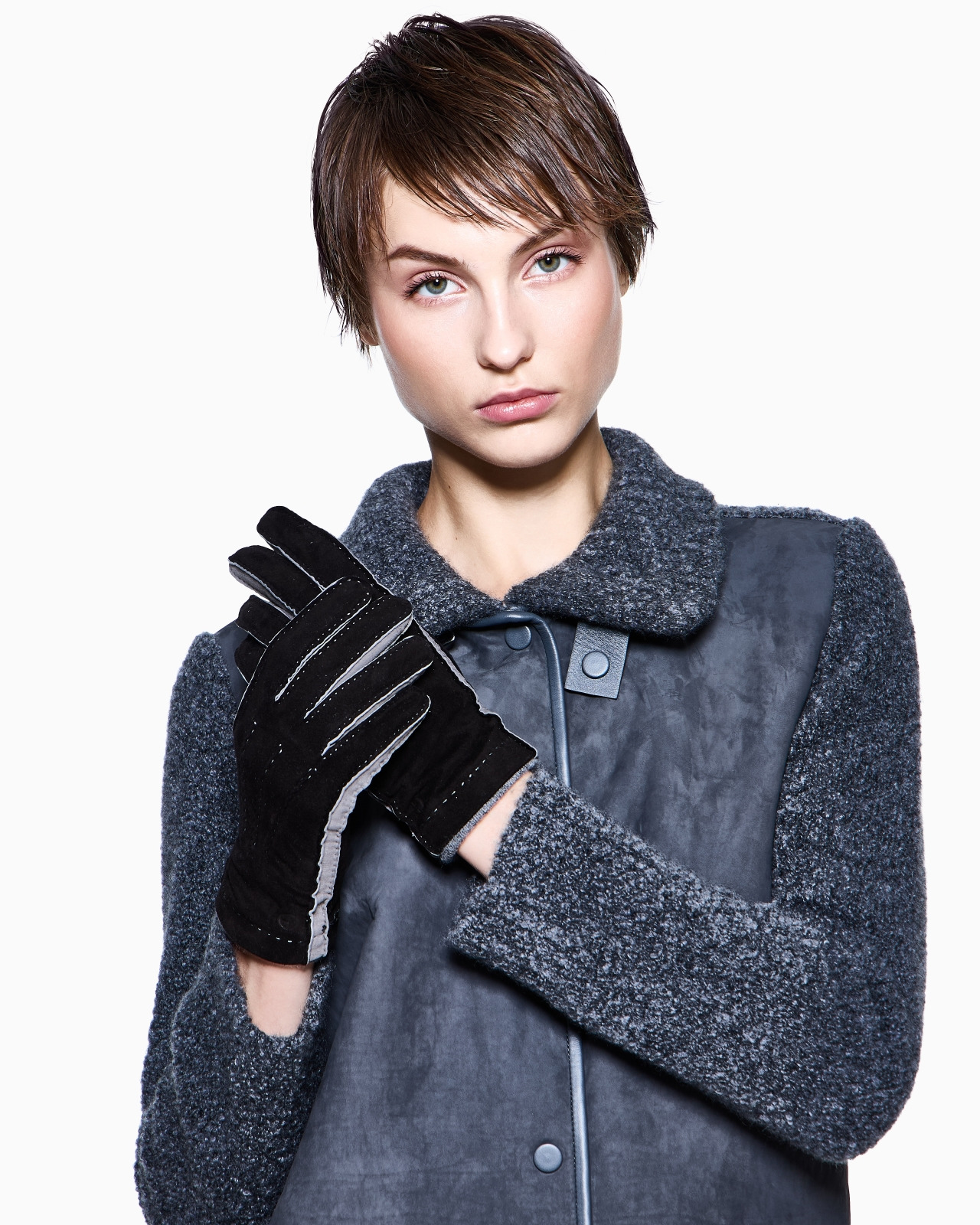 TWO-TONE LAMBSKIN SUEDE GLOVES - 3