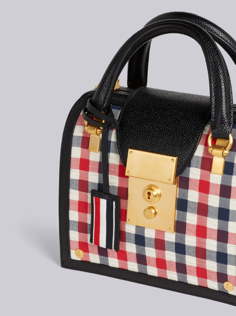 Thom Browne Multicolor Gingham Wool Seersucker Contrast Leather Frame Mrs. Thom Mini Bag outlook