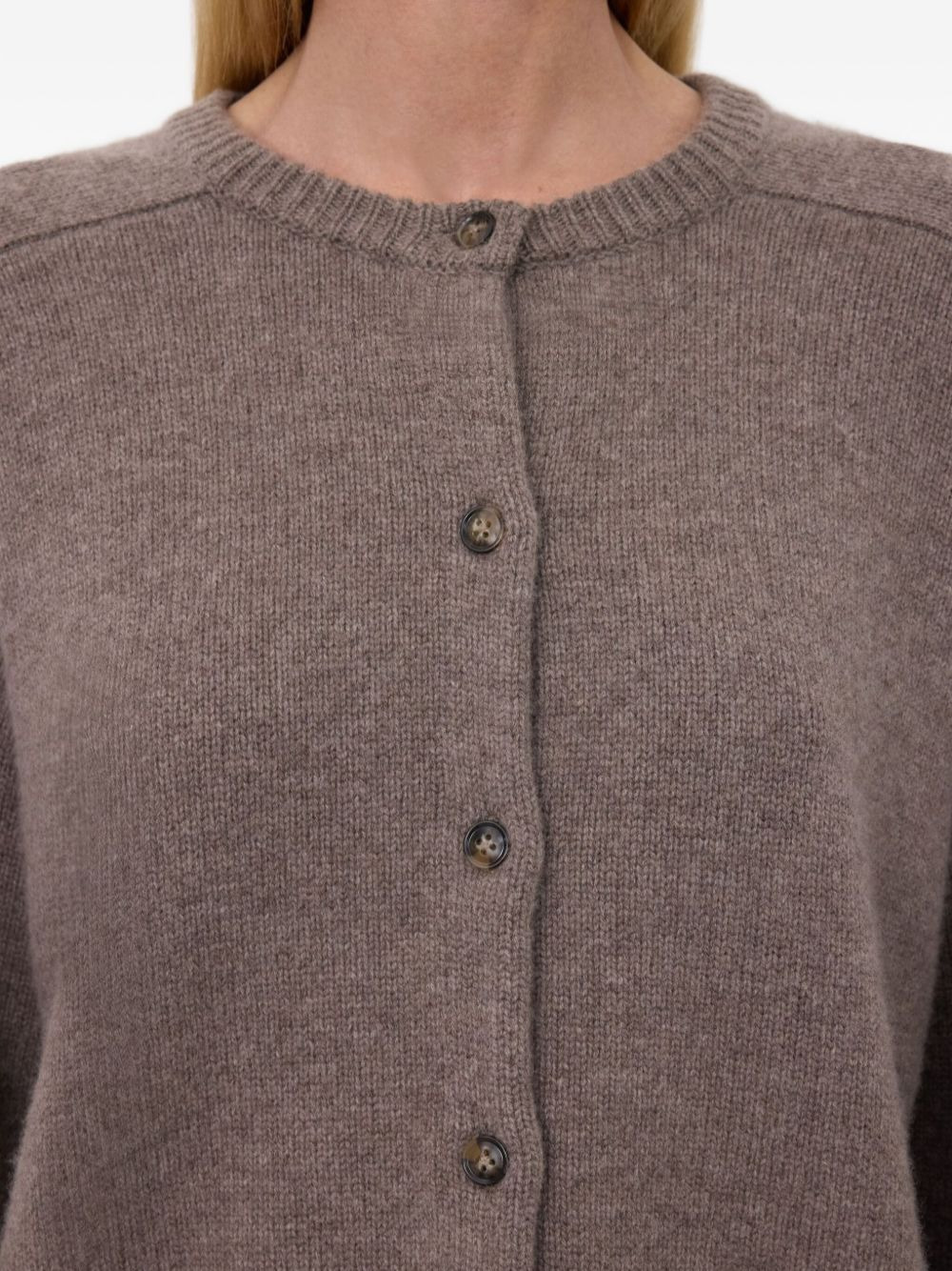 ribbed crew-neck cardigan - 5