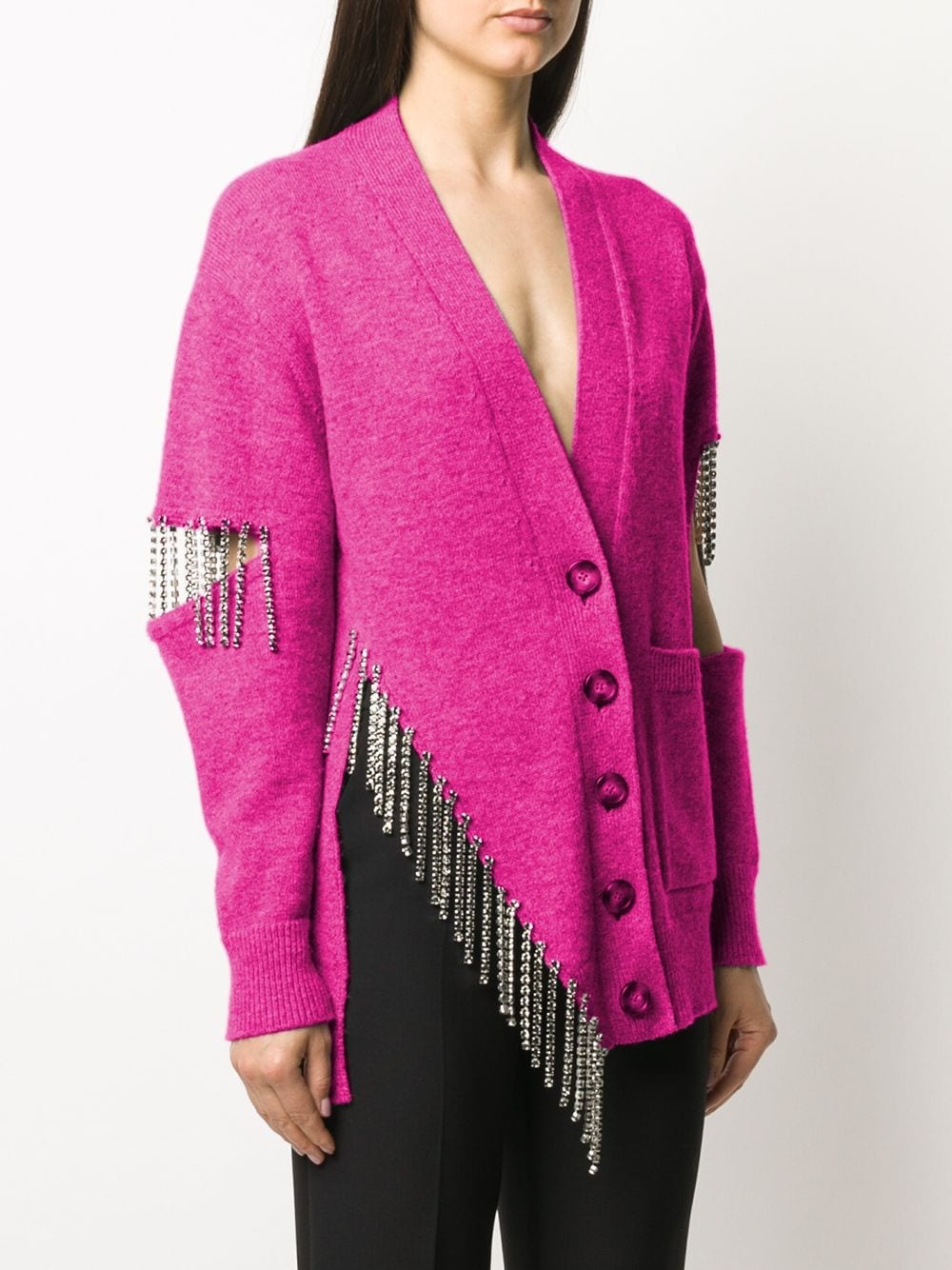 crystal cupchain embellished cardigan - 3