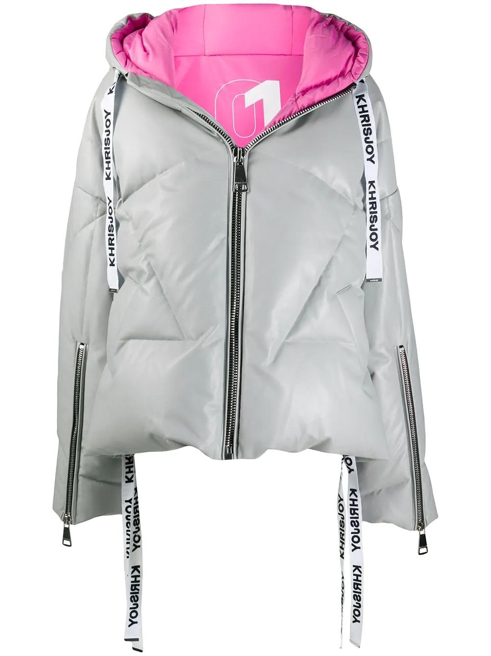 logo drawstring puffer jacket - 1