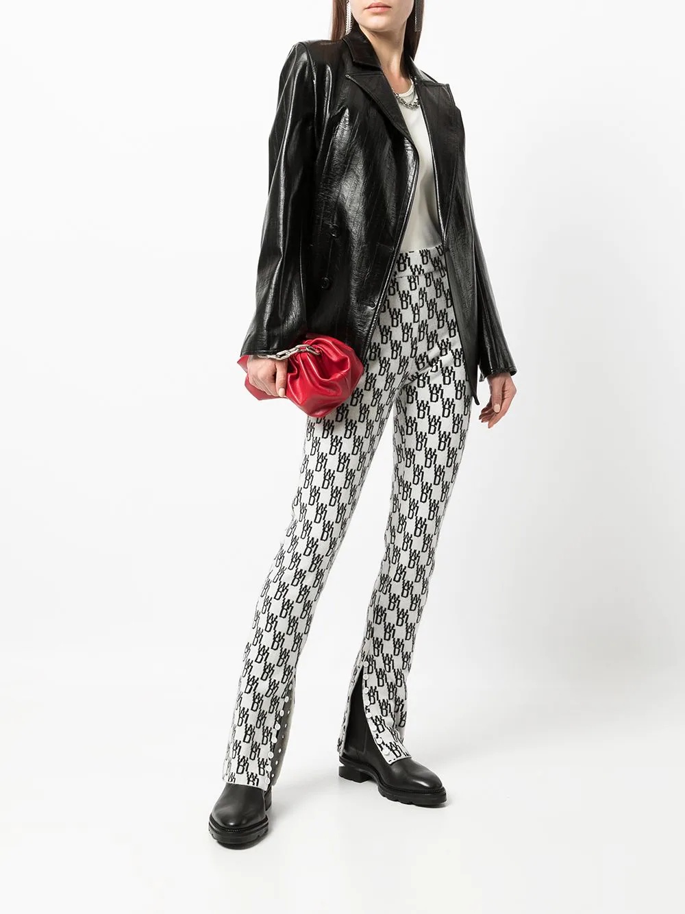 logo pattern knitted leggings - 2