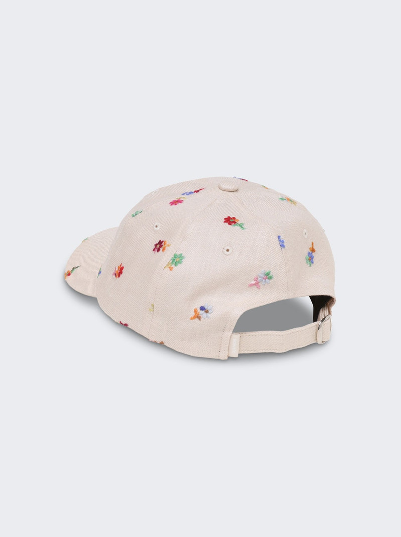 vowels Floral Embroidered Linen Cap Cream outlook