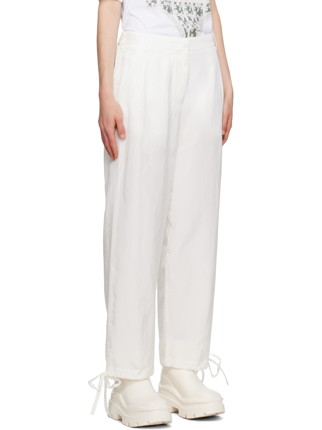 White Drawstring Trousers - 2