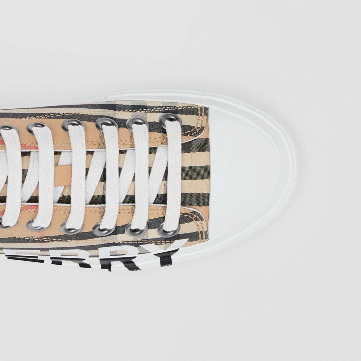 Logo Print Vintage Check Cotton Sneakers - 2