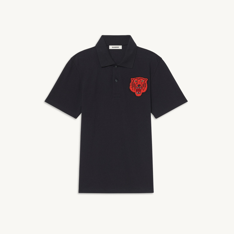 Cotton polo shirt with patch 1