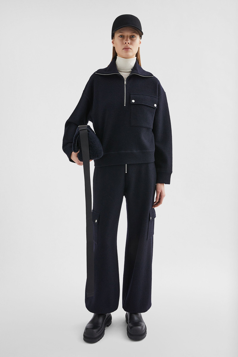 Jil Sander Felt Wool Zip-Up Sweater outlook