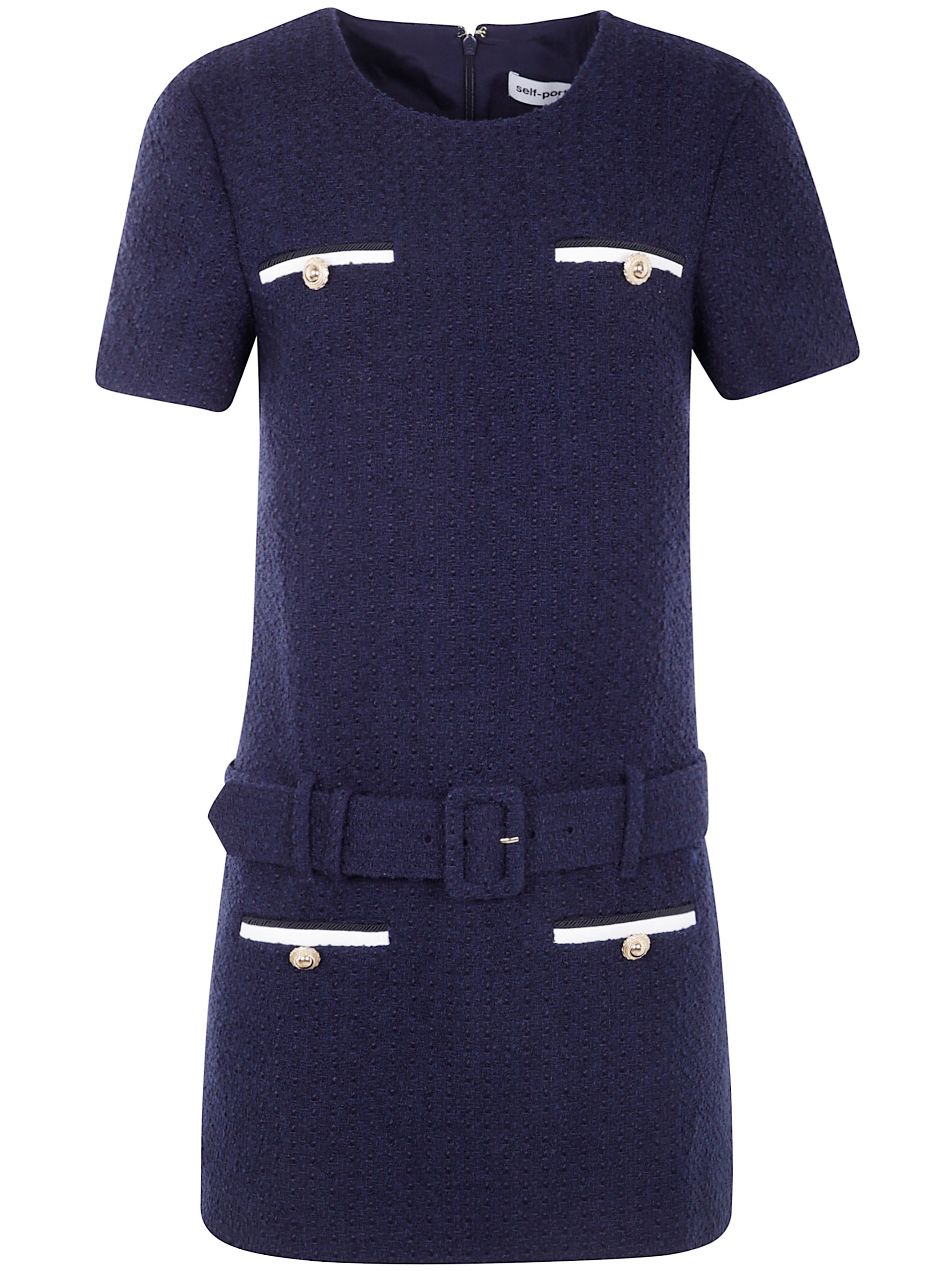 The NAVY BOUCLE MINI DRESS by SELF-PORTRAIT is a stunning piece that redefines elegance in the realm - 1