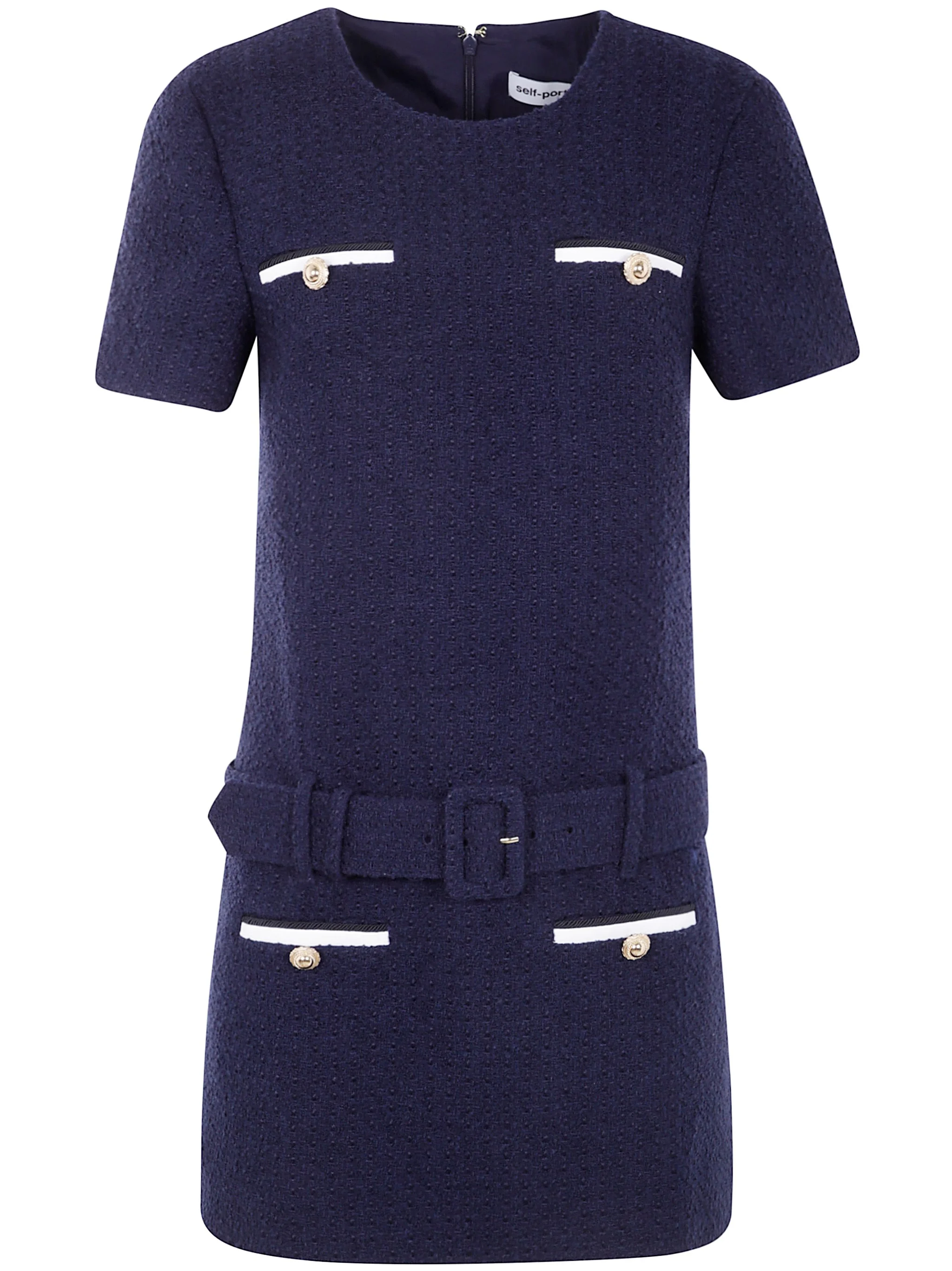 Navy Boucle Mini Dress - 1