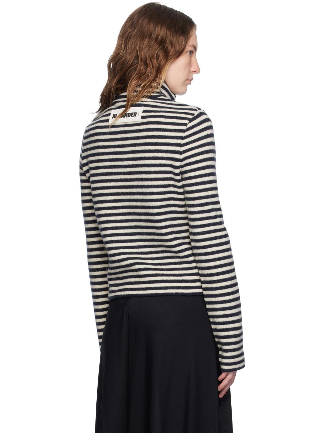 Black & Off-White Striped Turtleneck - 3