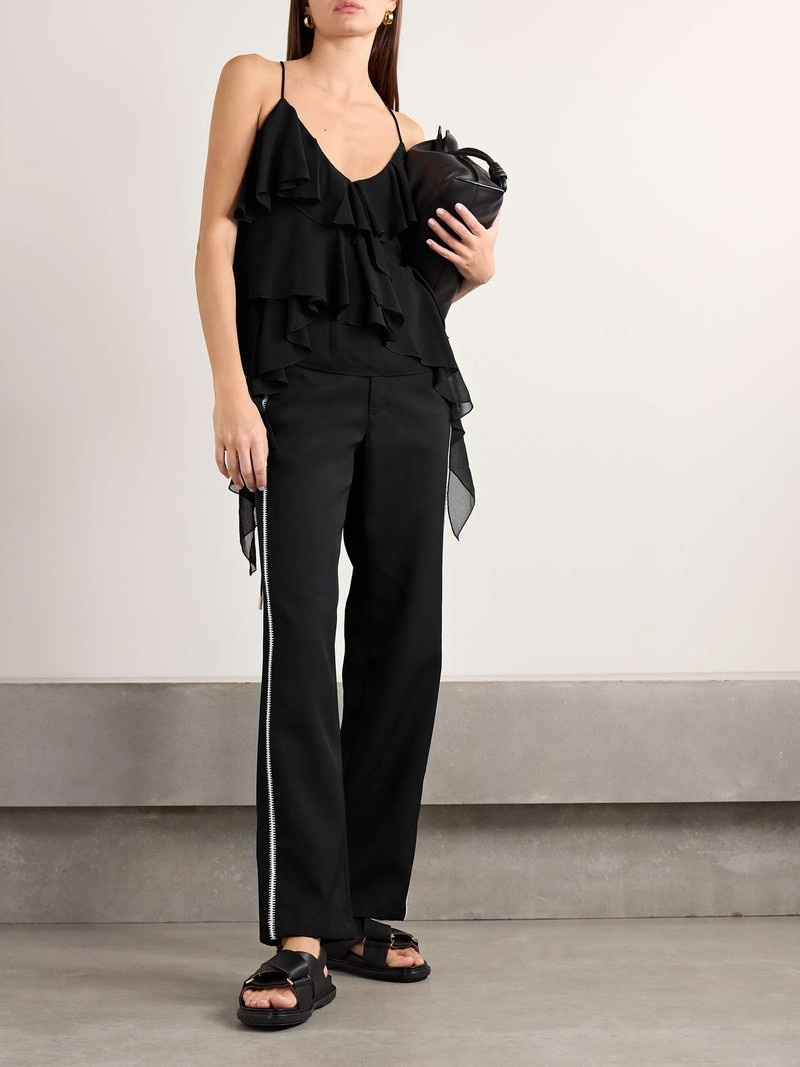 Aje. Valentine ruffled crepe tank Black outlook