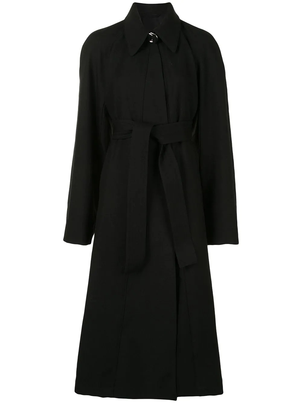 belted-neck A-line coat - 1