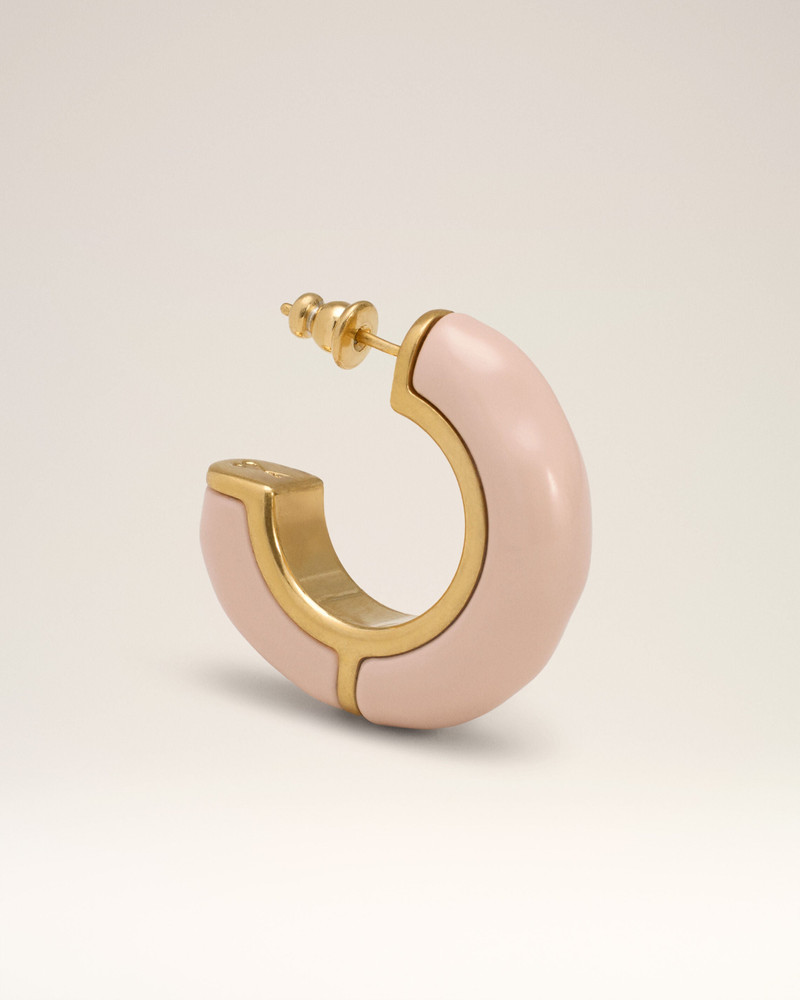 PINK BRASS HAMMERED LACQUERED EARRINGS 4