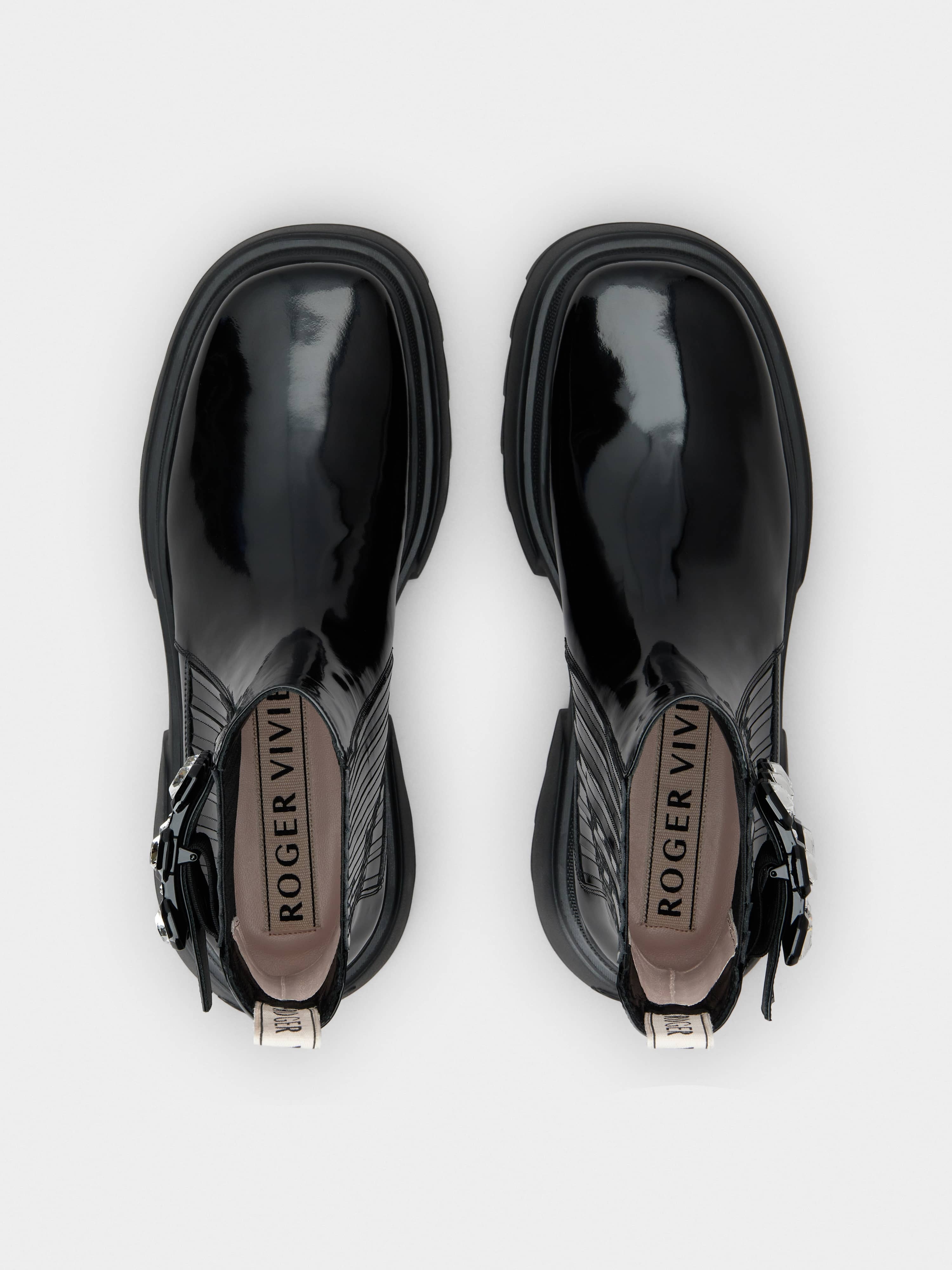 Wallaviv Strass Buckle Chelsea Ankle Boots in Patent Leather - 4