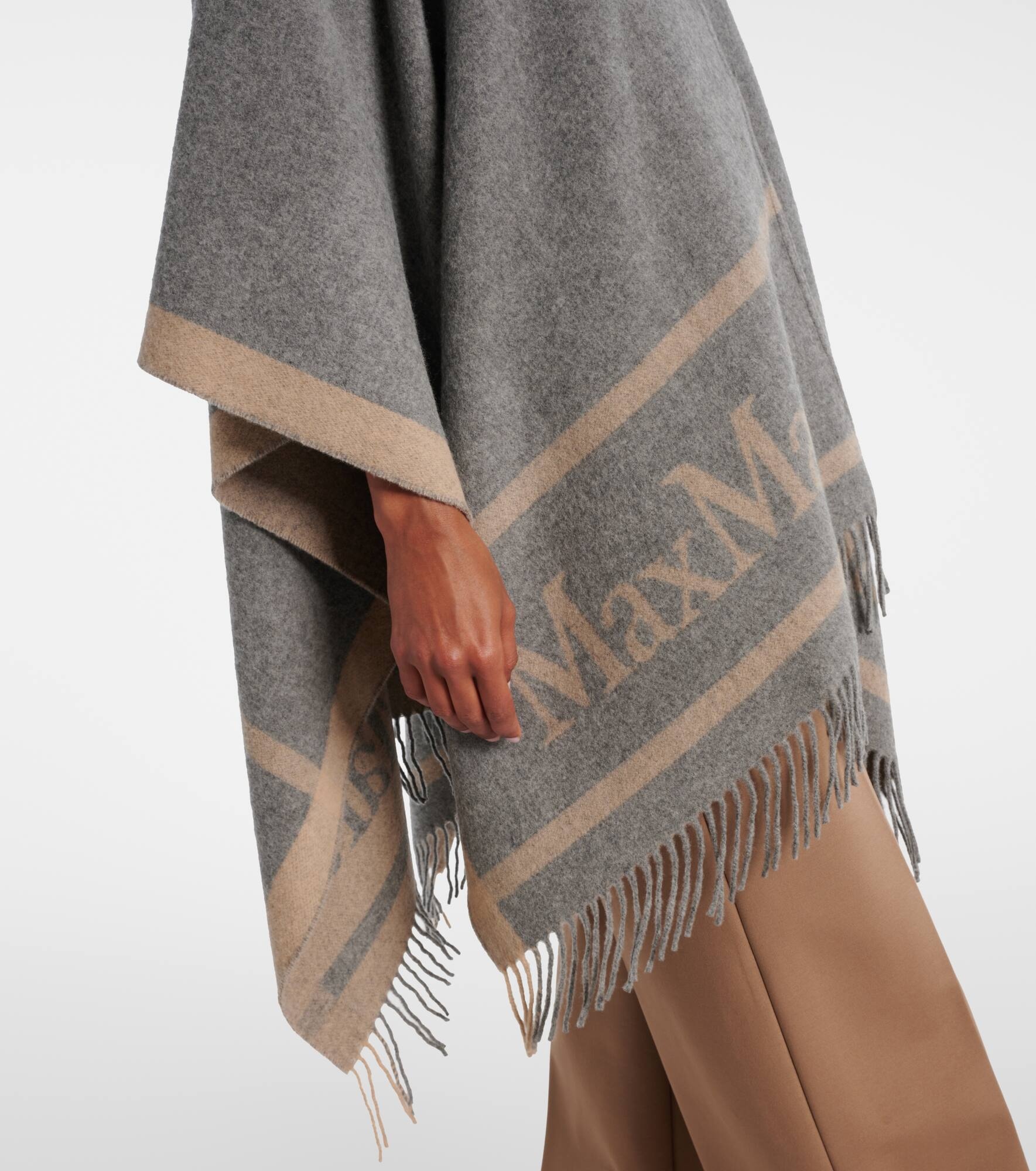 Max Mara Hilde fringed wool jacquard cape | REVERSIBLE