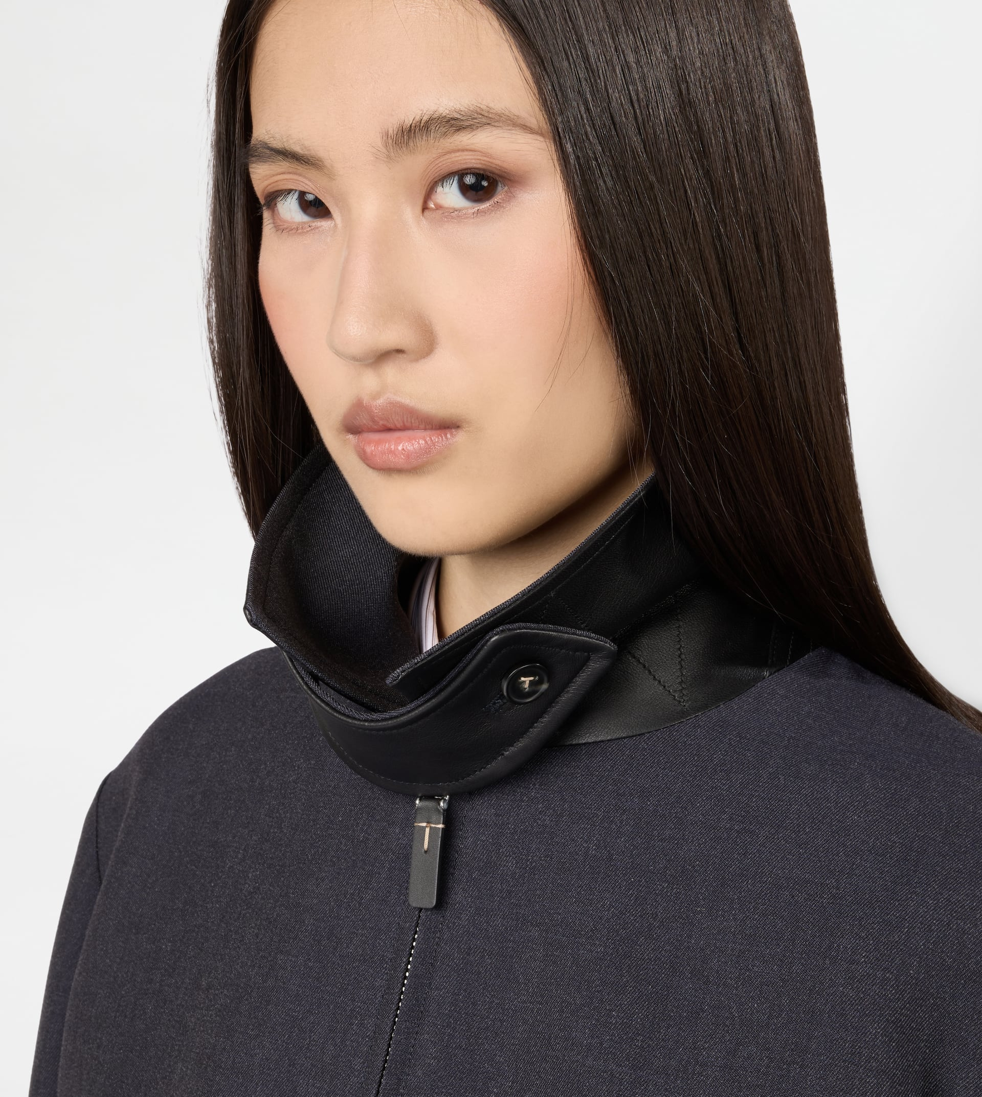 SHORT BOMBER JACKET IN WOOL GABARDINE - BLUE - 5