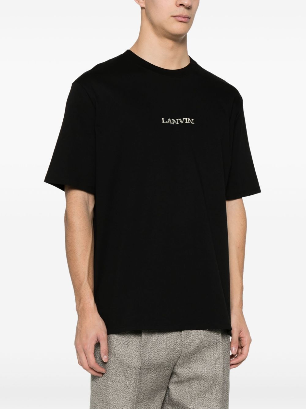 logo-embroidered cotton T-shirt - 4