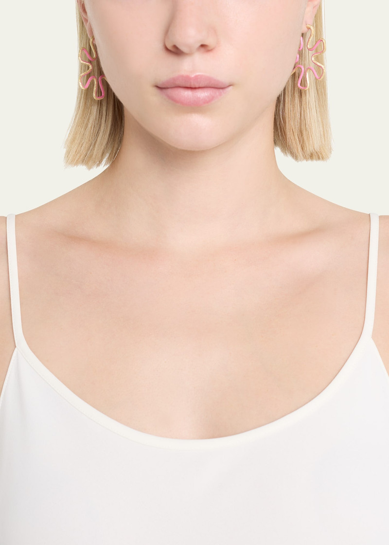 BEA BONGIASCA 9K Gold Diamond and Pink Enamel Polka Dot Earrings outlook