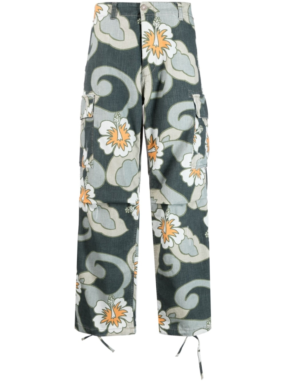 printed straight-leg cargo trousers - 1