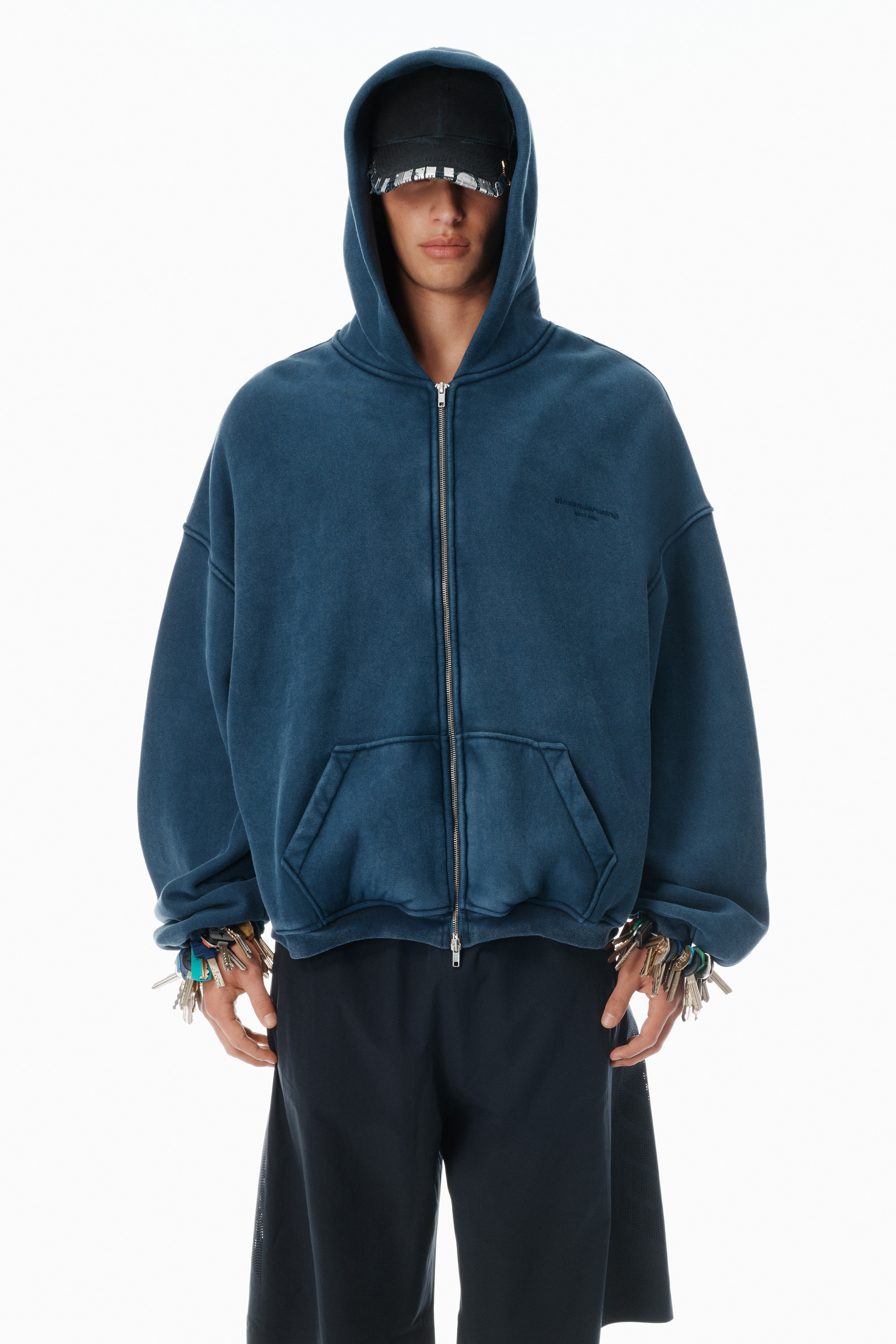 Navy Cotton Logo Zip-Up Hoodie - 2