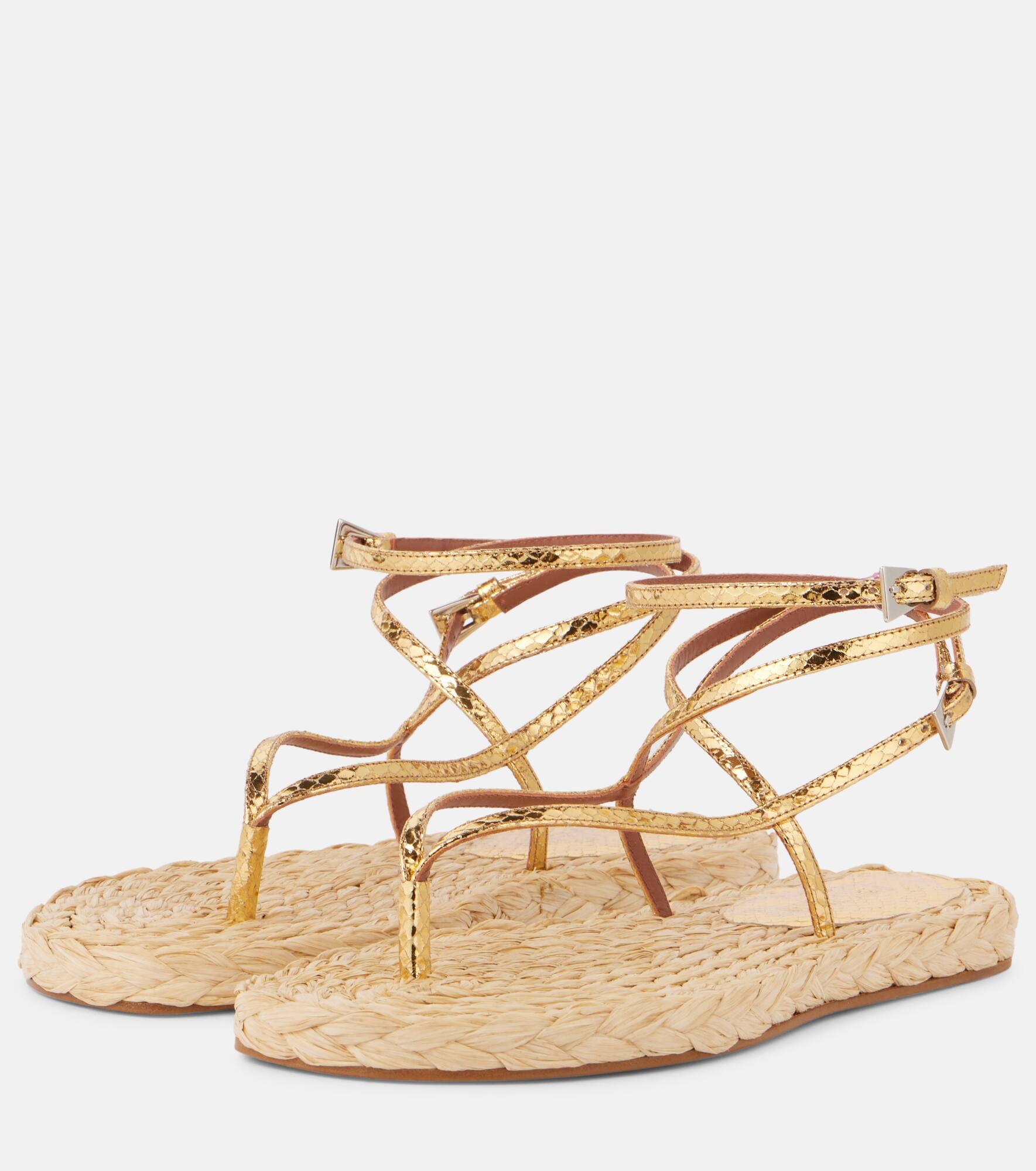 Hydra metallic leather thong sandals - 4