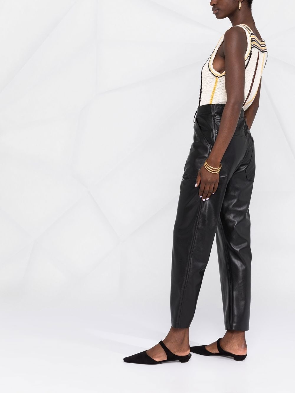 faux-leather straight-leg trousers - 4