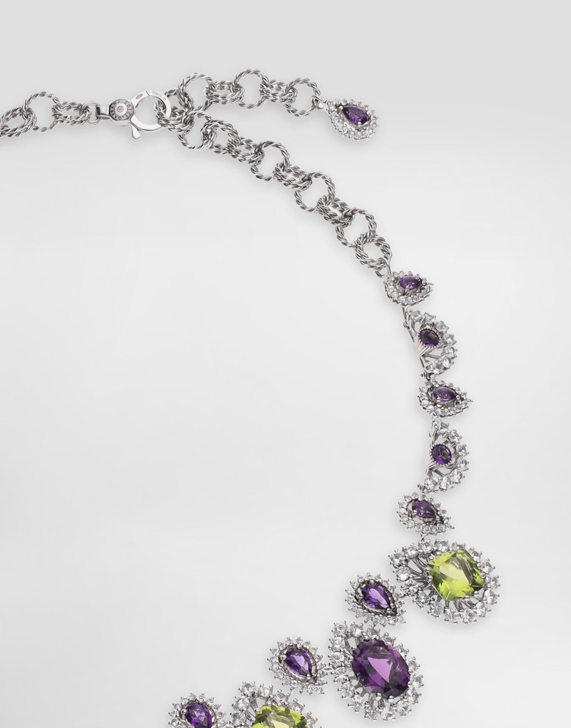 Dolce & Gabbana Eleganza Necklace 18-carat white gold, amethysts, peridots, and sapphires outlook