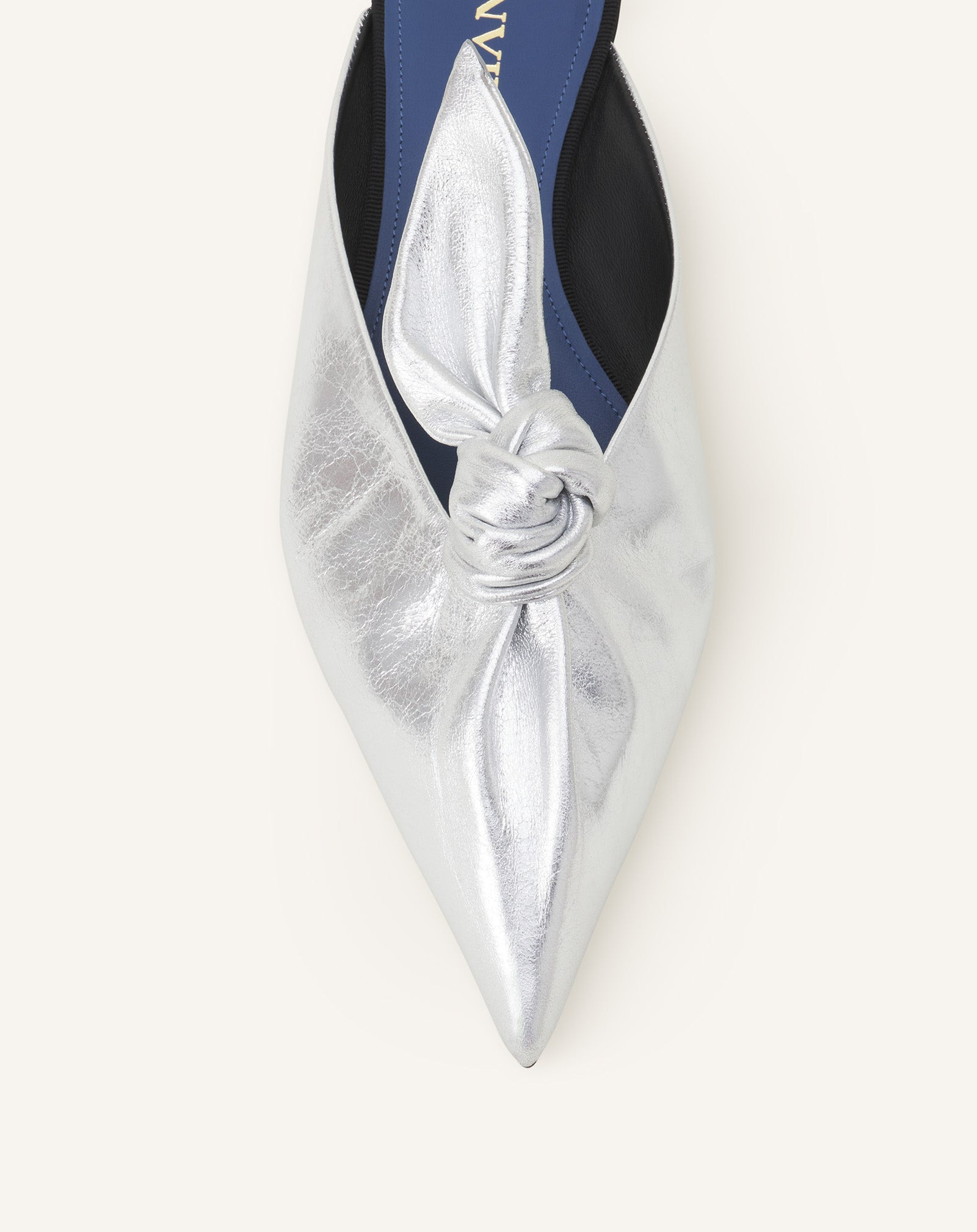 MIDNIGHT STEP BOW MULE IN METALLIC LEATHER - 5