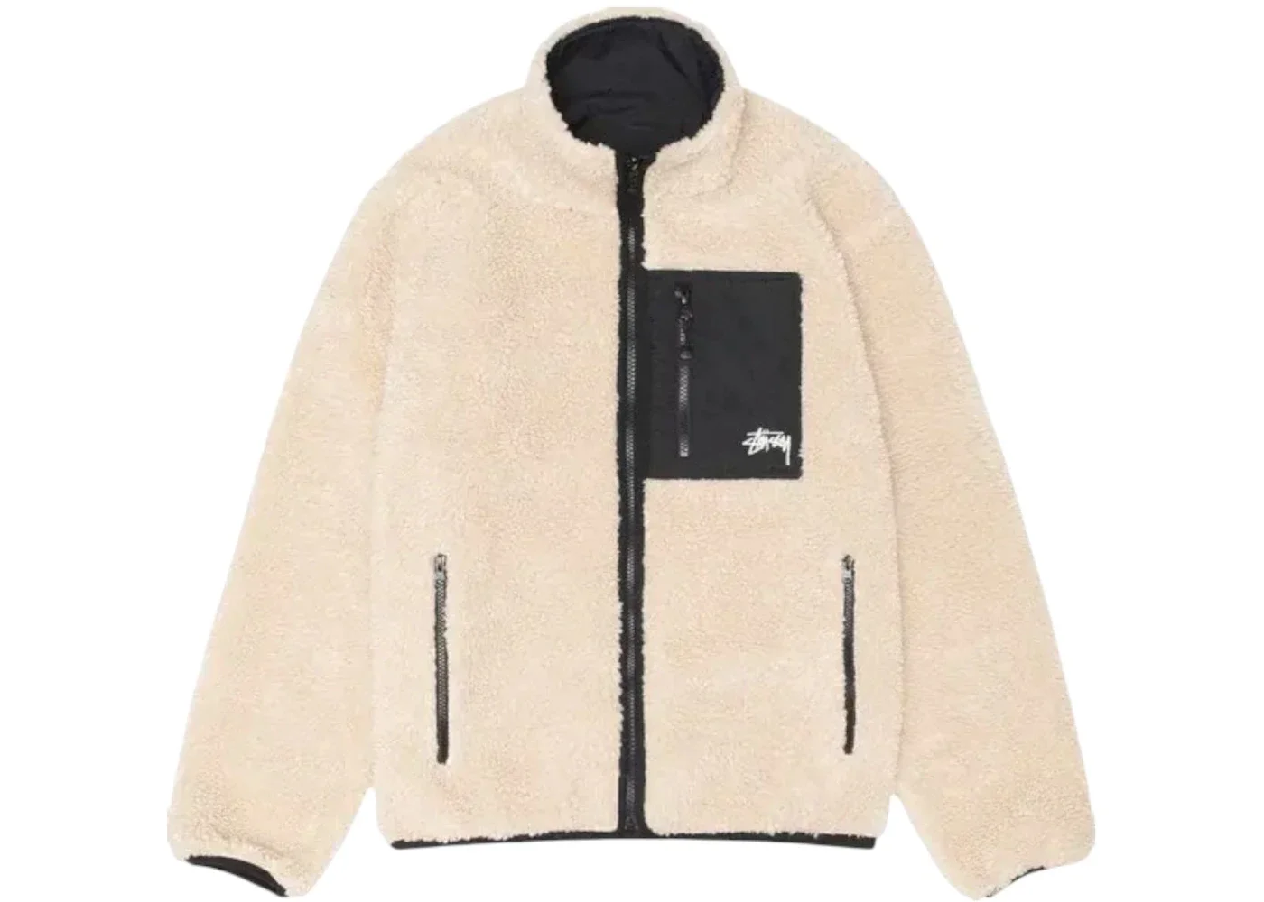 Stussy Sherpa Reversible Jacket Beige - 1