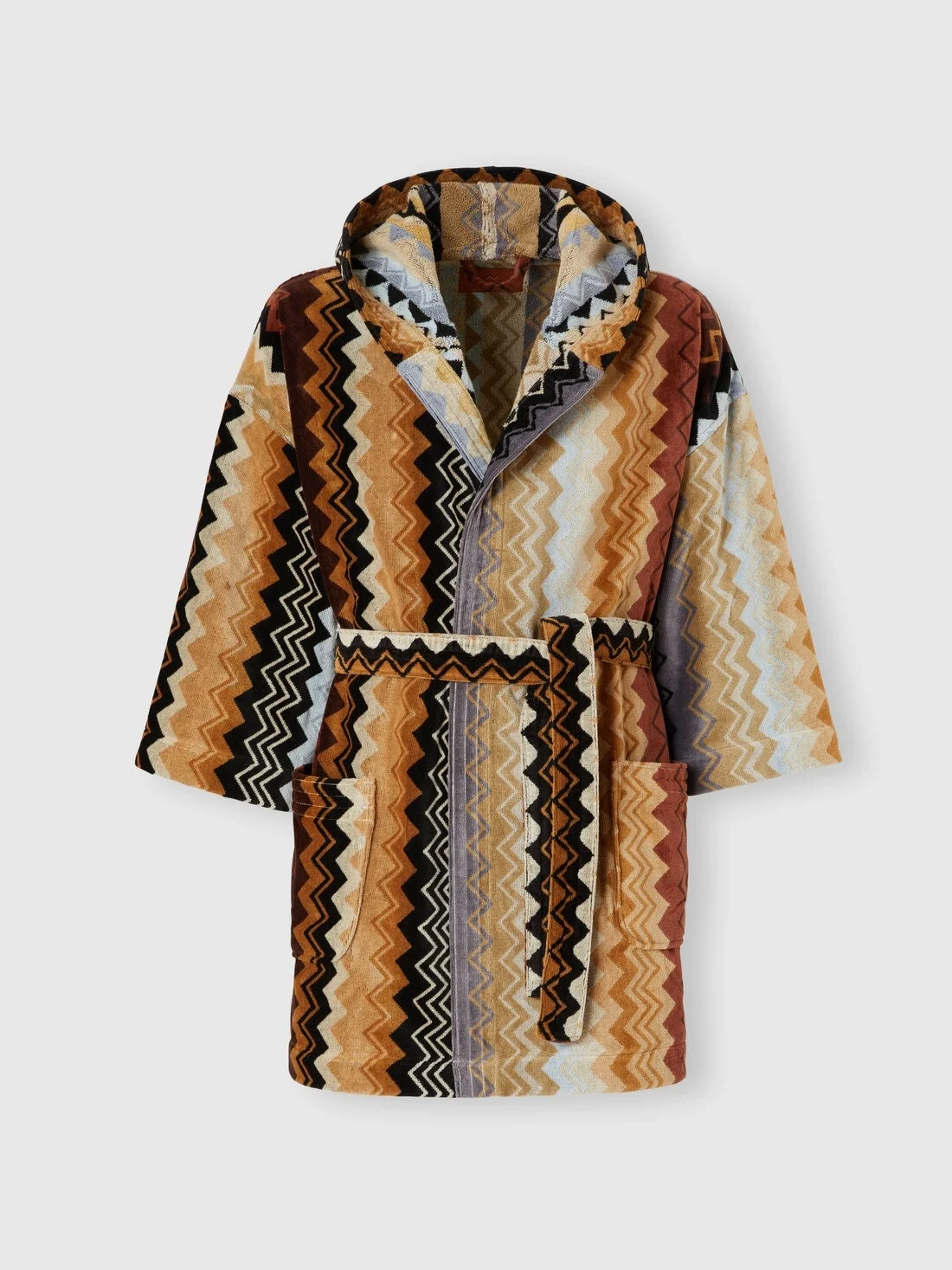 Giacomo bathrobe in cotton terry with zigzag pattern - 1