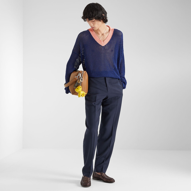 FENDI Pants Dark blue wool canvas pants outlook