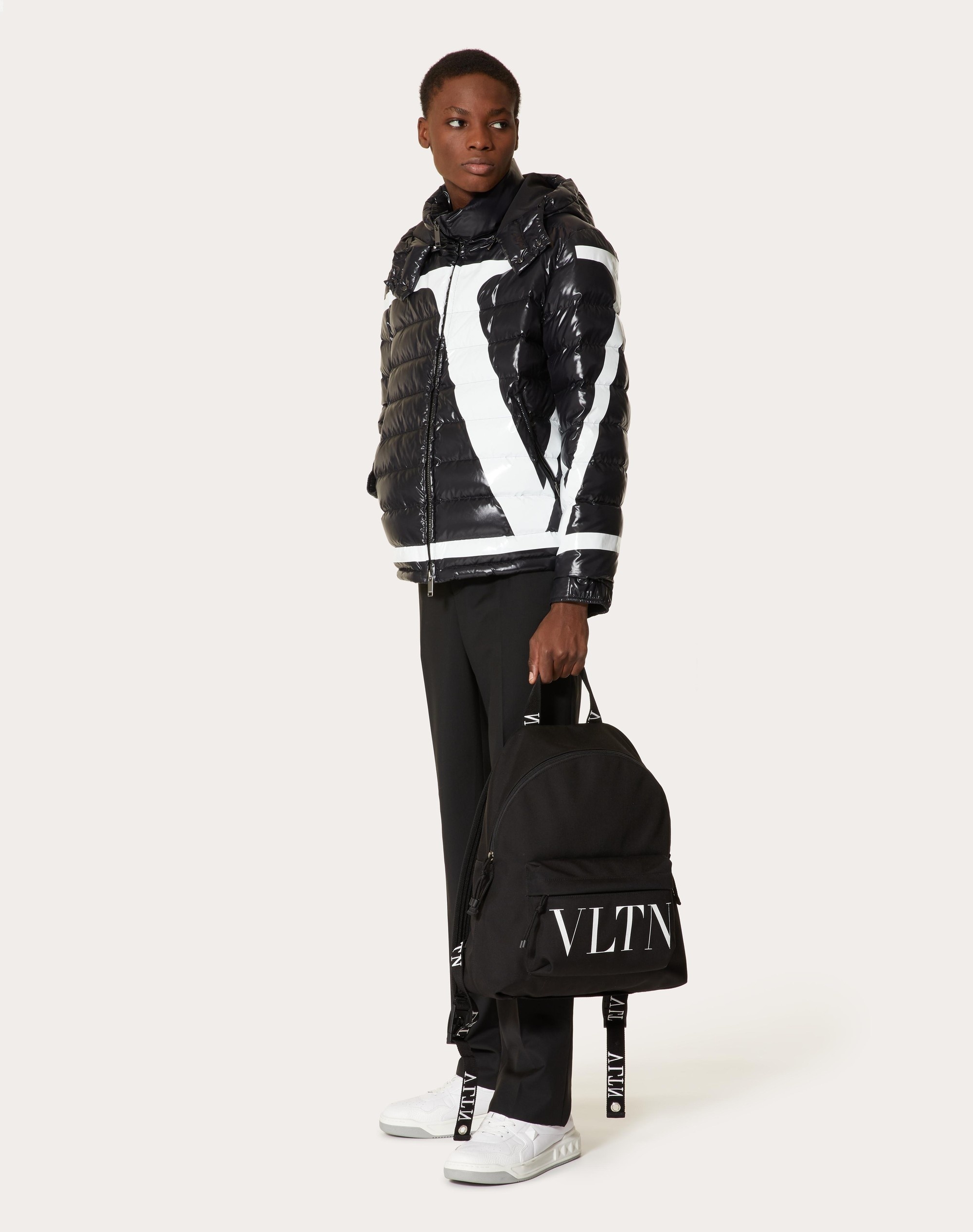NYLON PUFFER JACKET WITH VLOGO SIGNATURE PRINT - 2