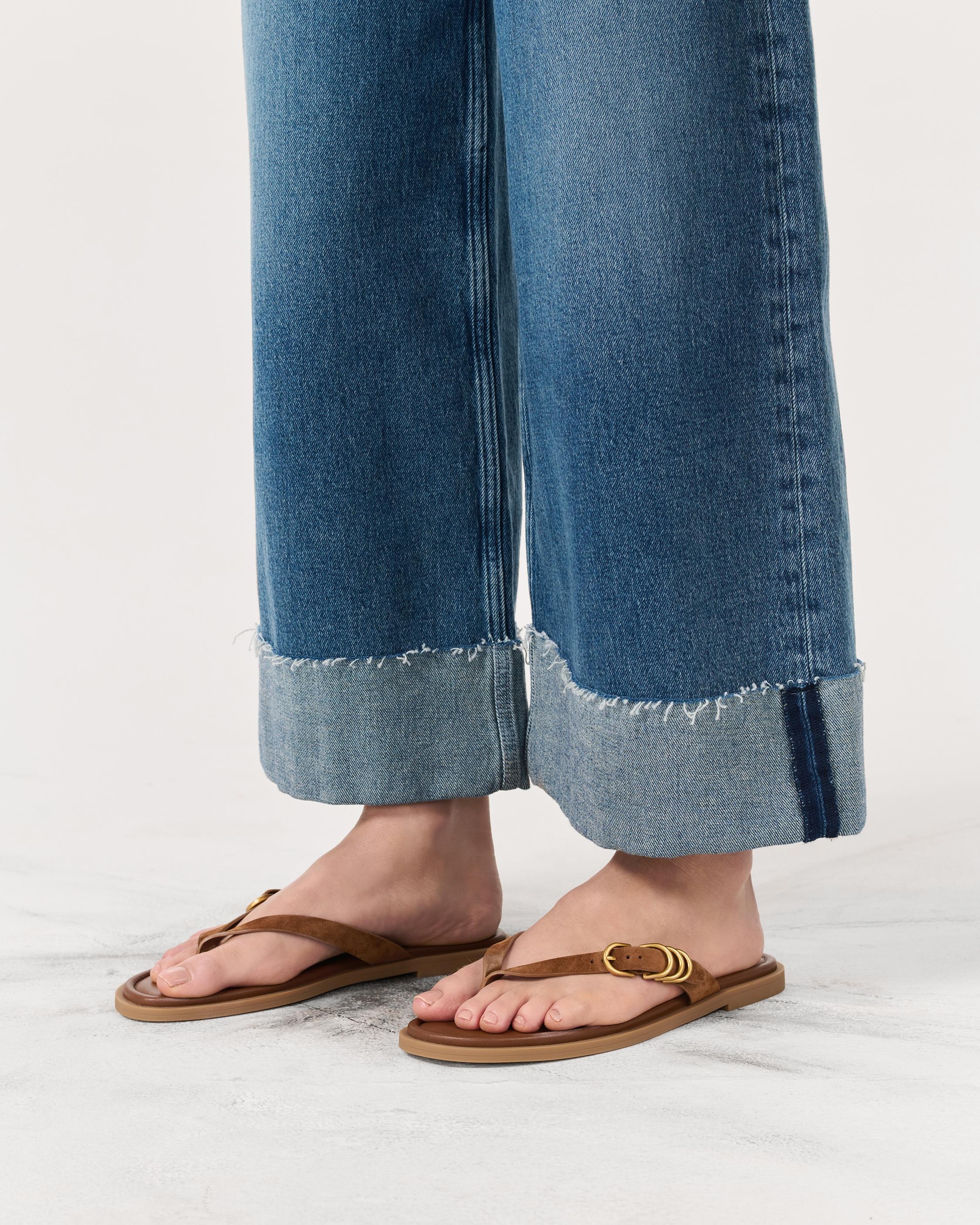 Gia Italian Suede Thong Sandals - 2