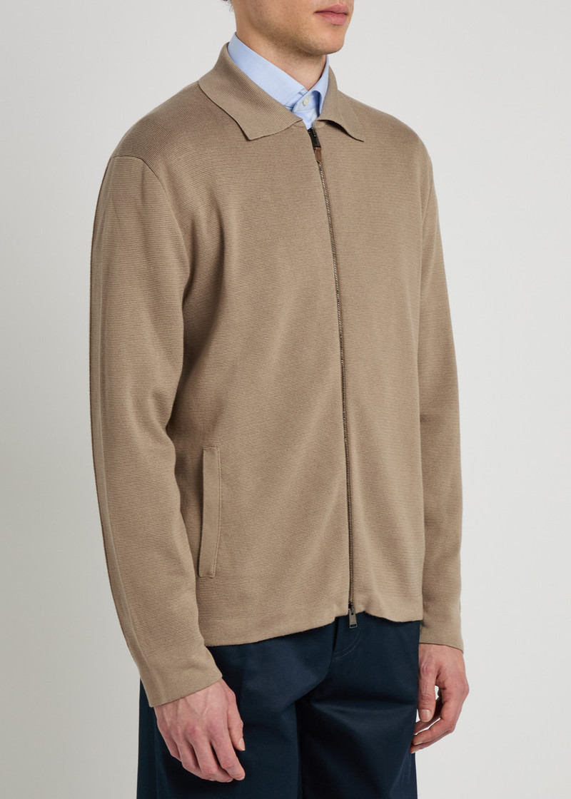 Canali Canali Zip up Modal and Cotton-blend Cardigan outlook