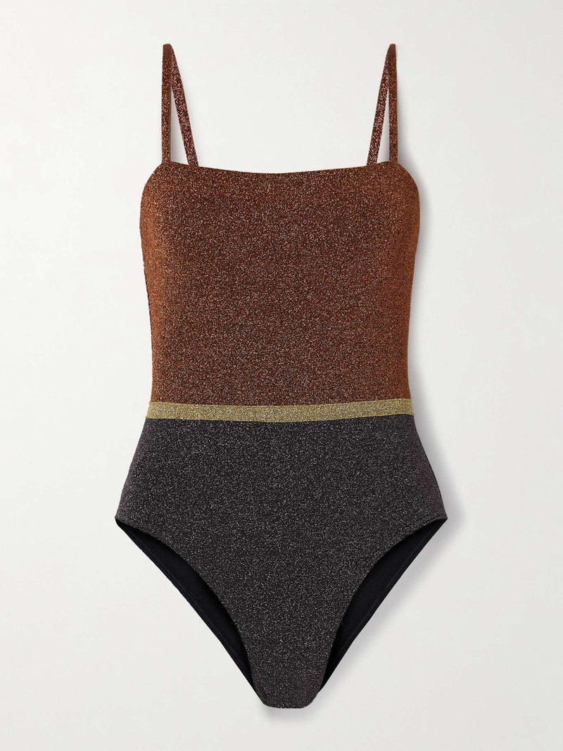 Irisée Calanque color-block stretch-Lurex swimsuit - 1