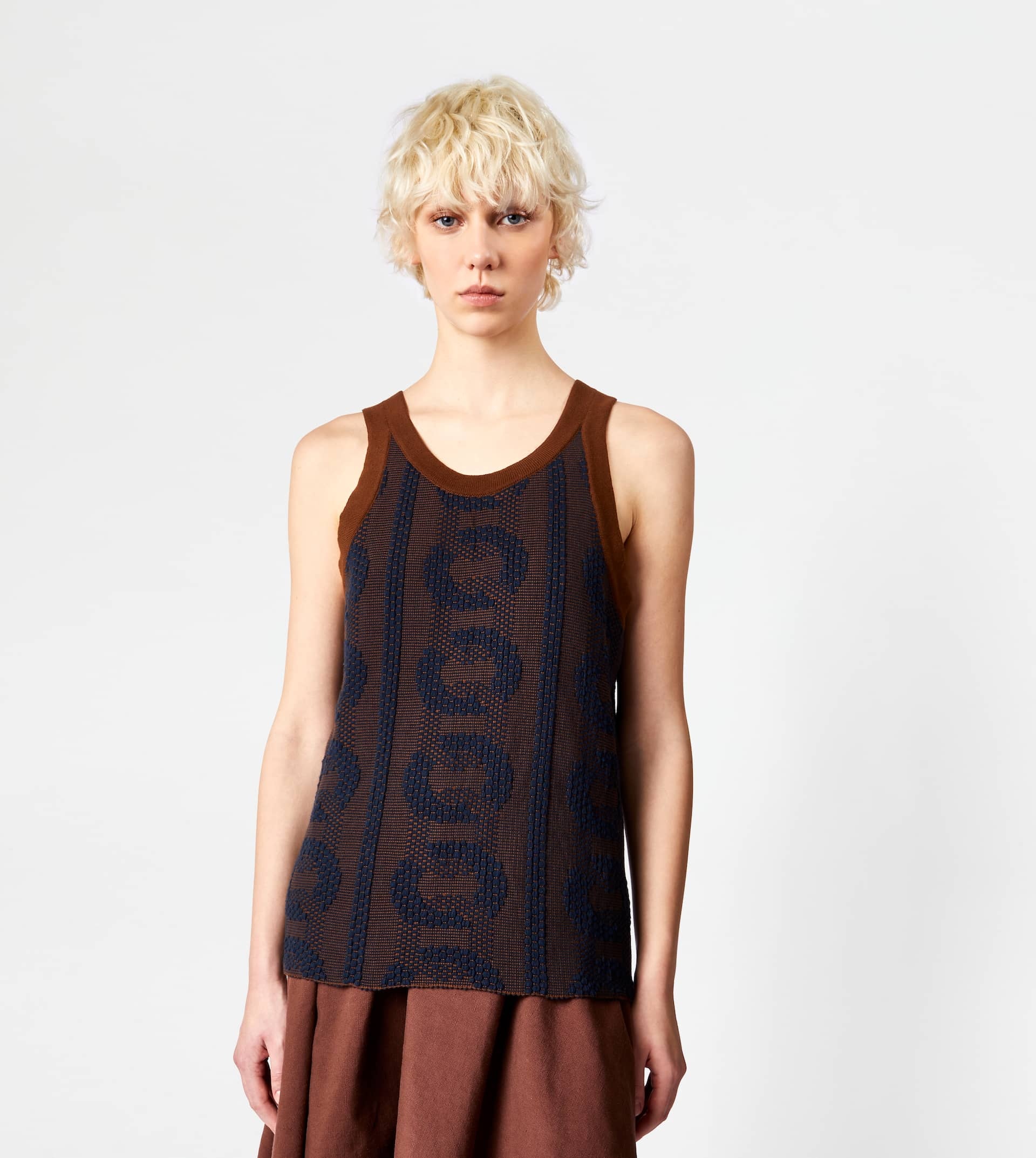 TOP JACQUARD - BROWN, BLUE - 5